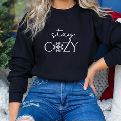 Women's 'Stay Cozy' Graphic Crew Neck Sweater product
